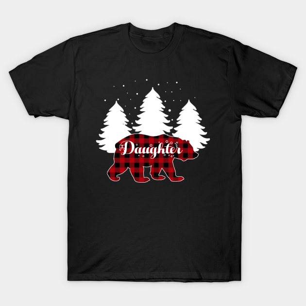 Buffalo Red Plaid Daughter Bear Matching Family Christmas T-Shirt by Kagina